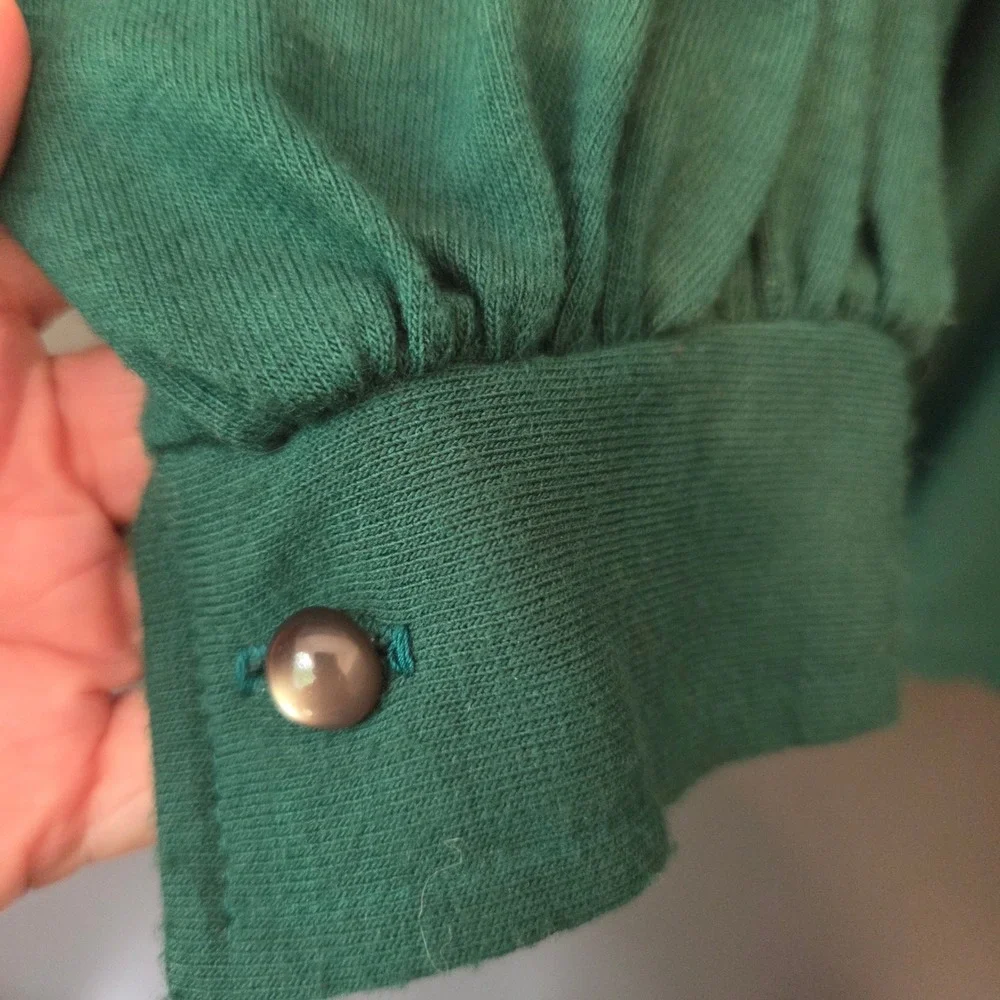 Vintage 60s Jody of California Green Smocked Mod Mini Dress Long Sleeve READ - Picture 5 of 13